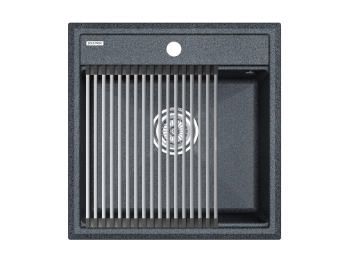 Мойка кухонная Paulmark PM115051-DG+R375-BS 50х51 графит/брашированная нержавеющая сталь